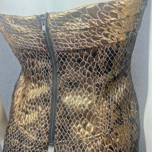 Glam Gold Corset Top Animal Print Shiny Gladiator Womens 4 Sexy Classy Bombshell - Picture 7 of 10